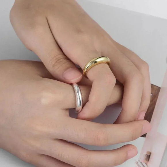 925 Sterling Silver Minimalist Simple Stackable Ring Band Gold or Silver - Picture 2 of 10